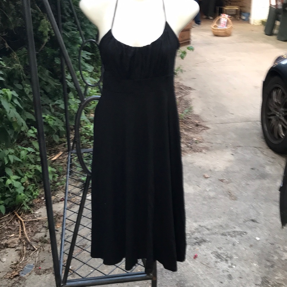NWT HARKHAM Black Cotton CUTE BACK TIE MAXI Dress